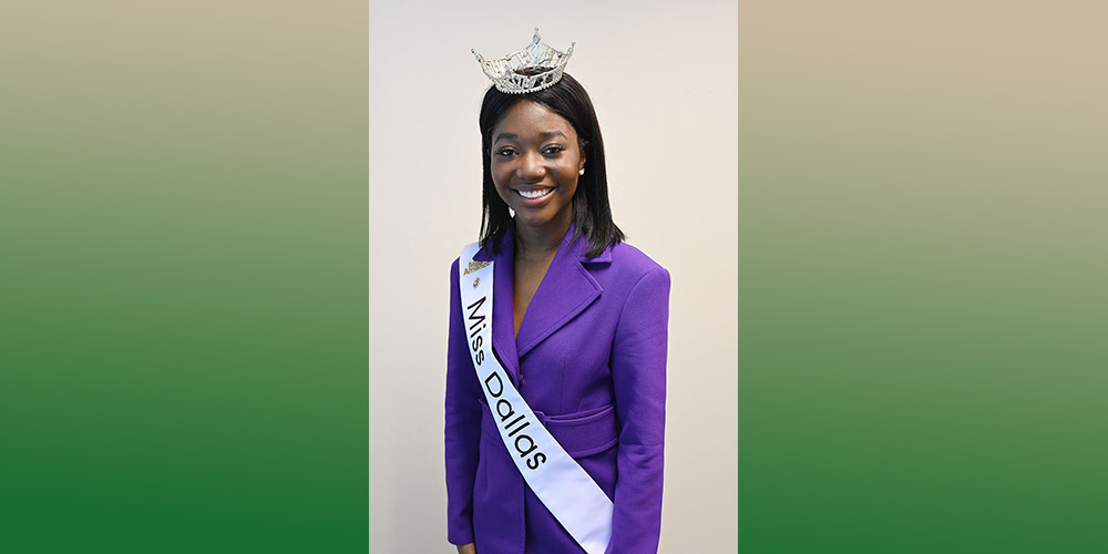 Annette Addo-Yobo wears her Miss Dallas sash and tiara. 